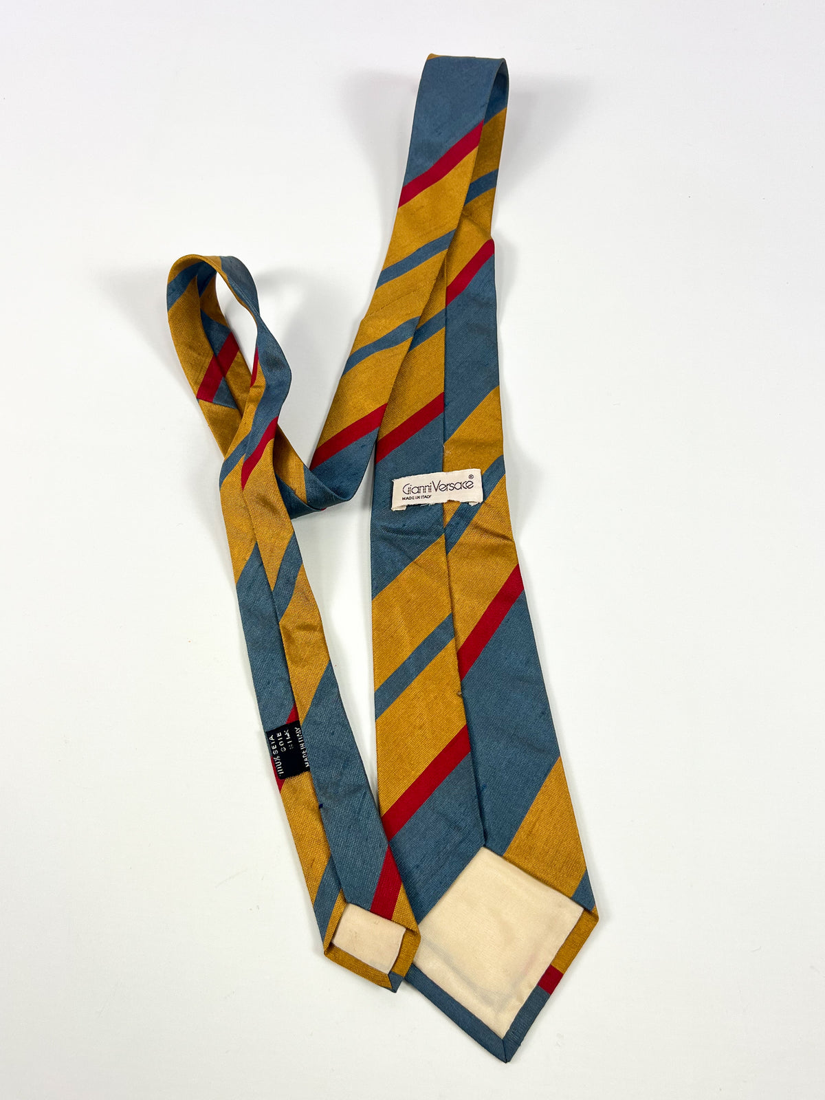 Gianni Versace Striped Shantung Silk Tie