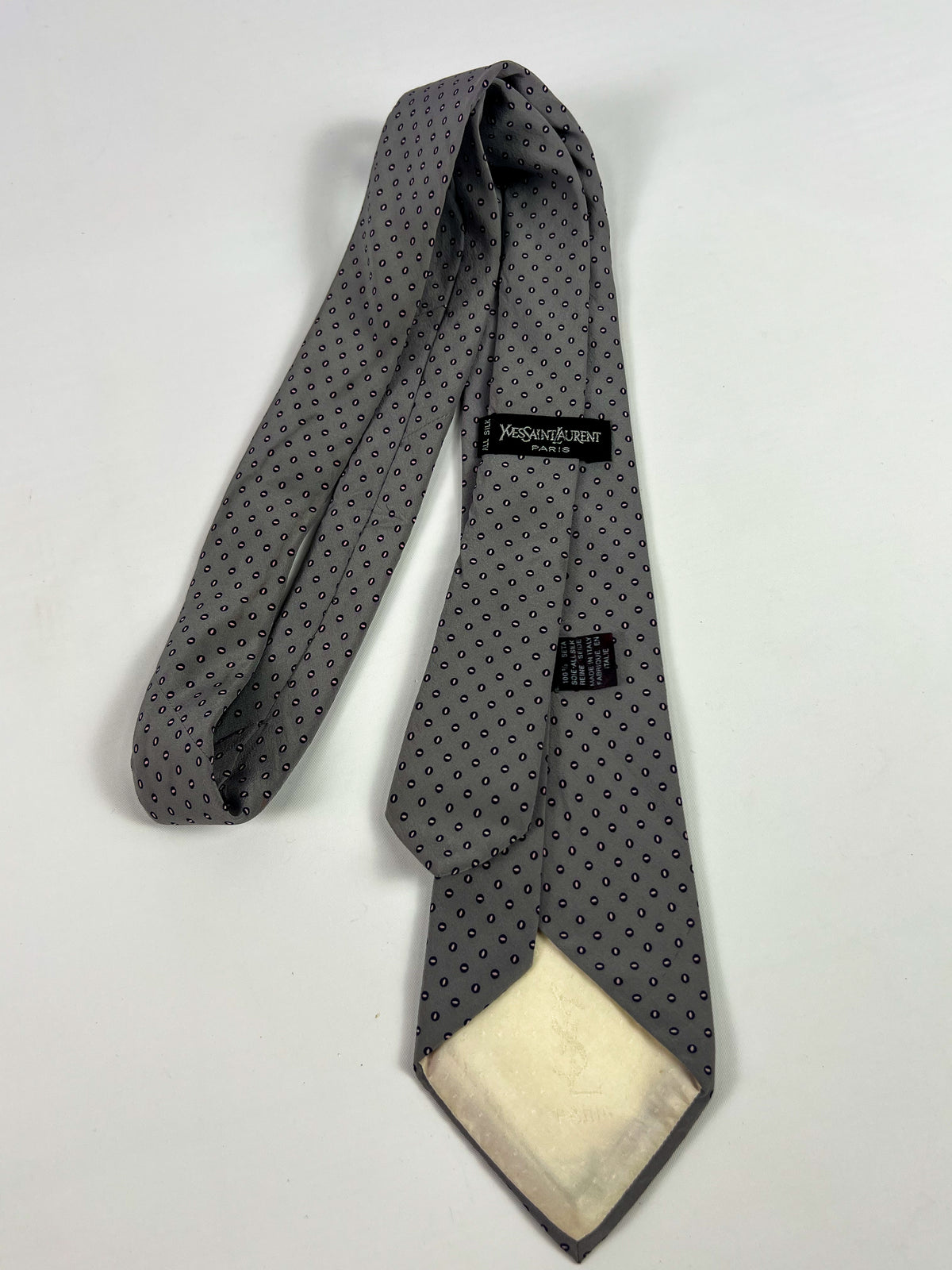 Cravatta vintage Yves Saint Lauren microfantasia pois