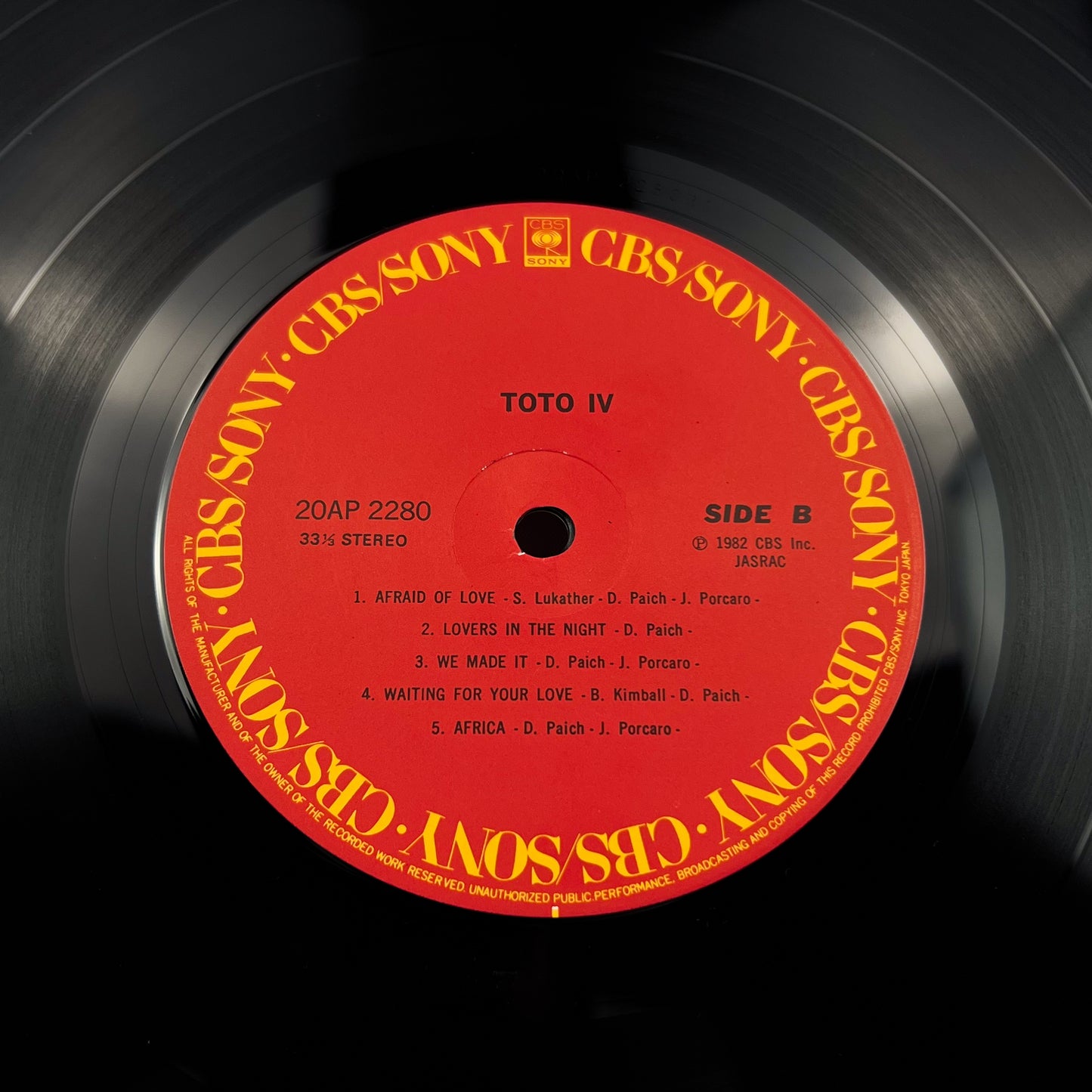 Toto IV – 1ª Edizione Giapponese 20AP 2280 1982