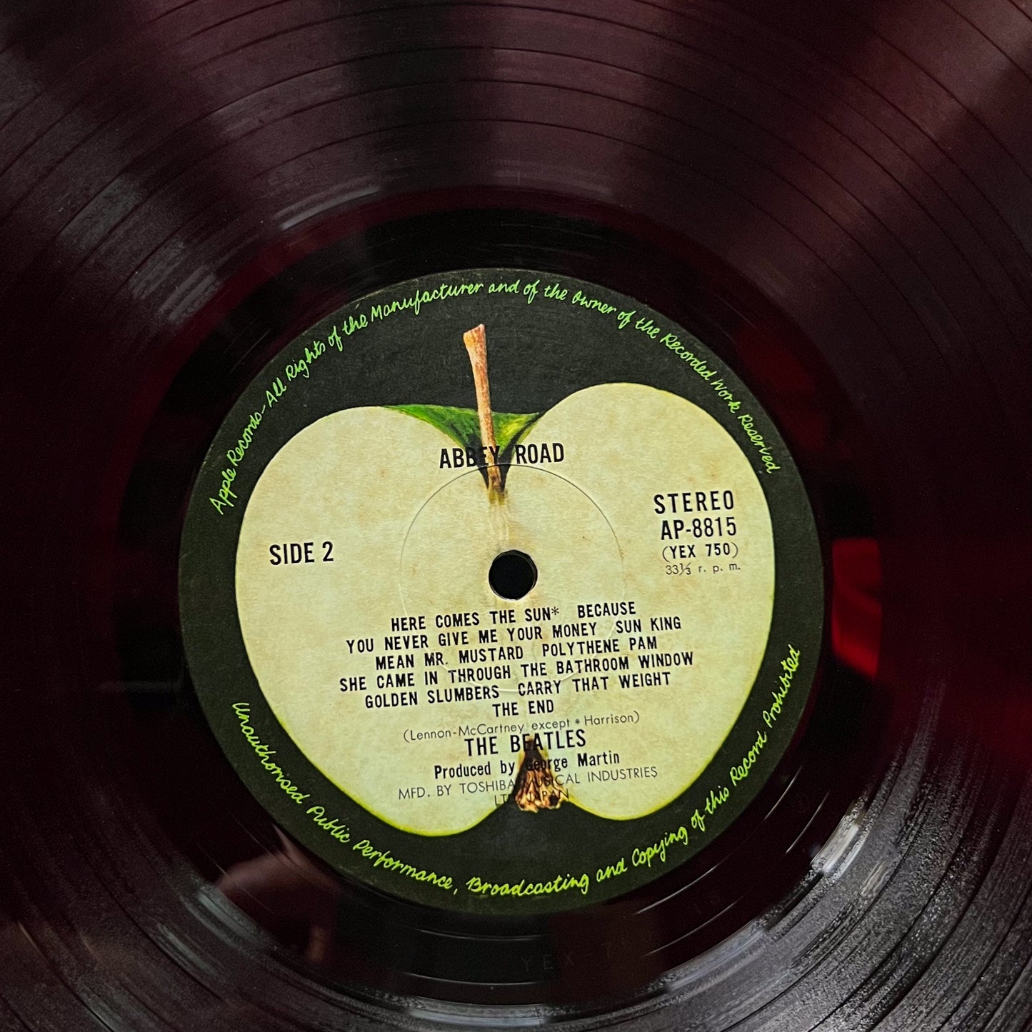 THE BEATLES – Abbey Road - 1ª Edizione Giapponese Apple AP-8815 1969 ROSSO