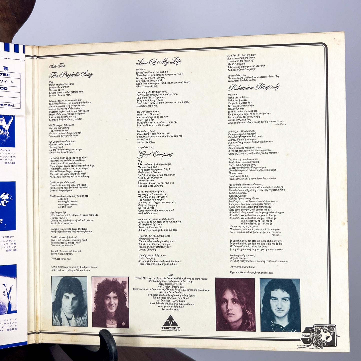 QUEEN – A Night at the Opera 1ª Edizione Giapponese – Elektra P-10075E 1975