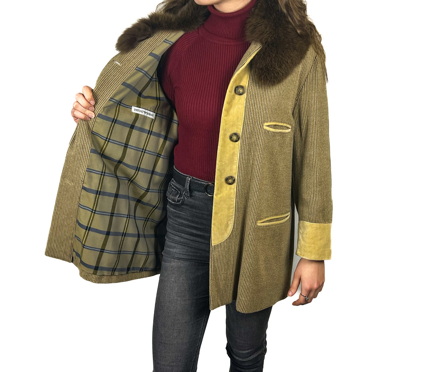 Cappotto Emporio Armani in Lana e pelliccia
