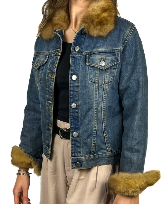 Giacca in Denim e pelliccia anni '90