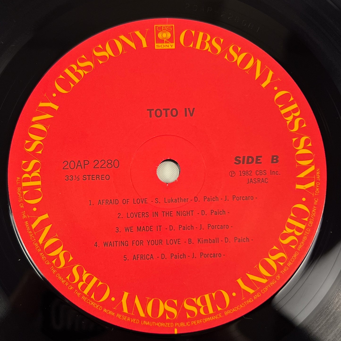TOTO – Toto IV Prima Stampa Giapponese 20AP 2280 1982 OBI SHRINK