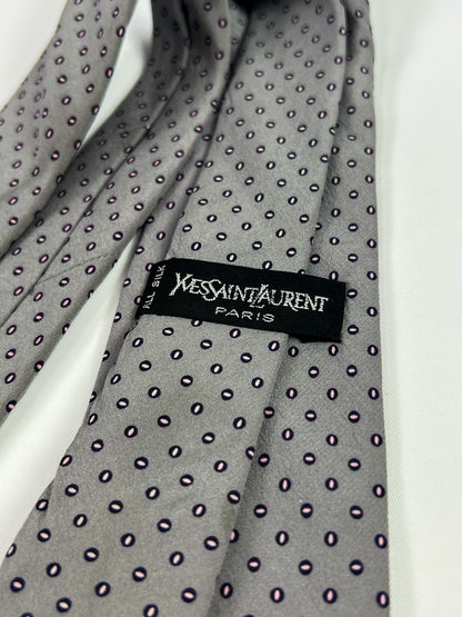 Cravatta vintage Yves Saint Lauren microfantasia pois