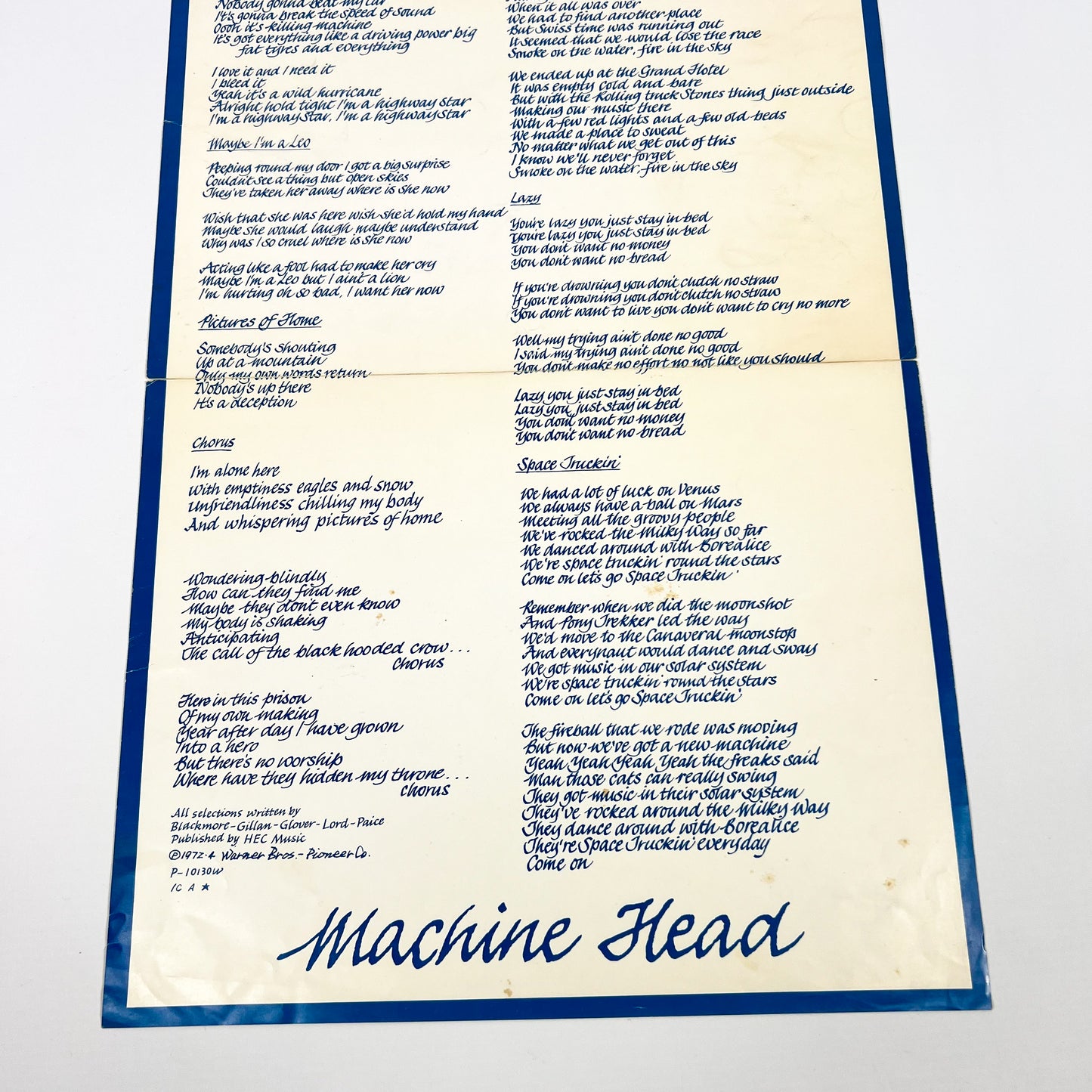 DEEP PURPLE – Machine Head 1ª Edizione Giapponese – Warner Bros. P-10130W 1972