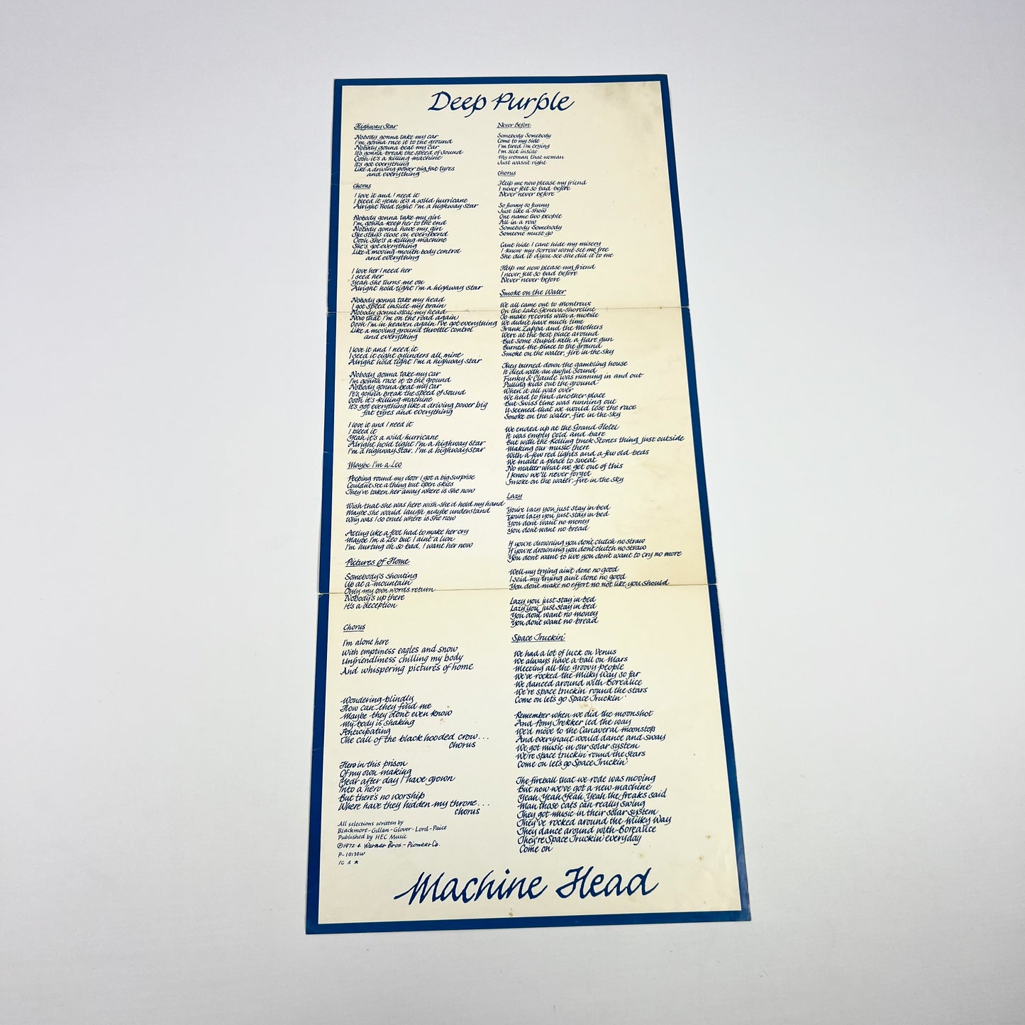 DEEP PURPLE – Machine Head 1ª Edizione Giapponese – Warner Bros. P-10130W 1972
