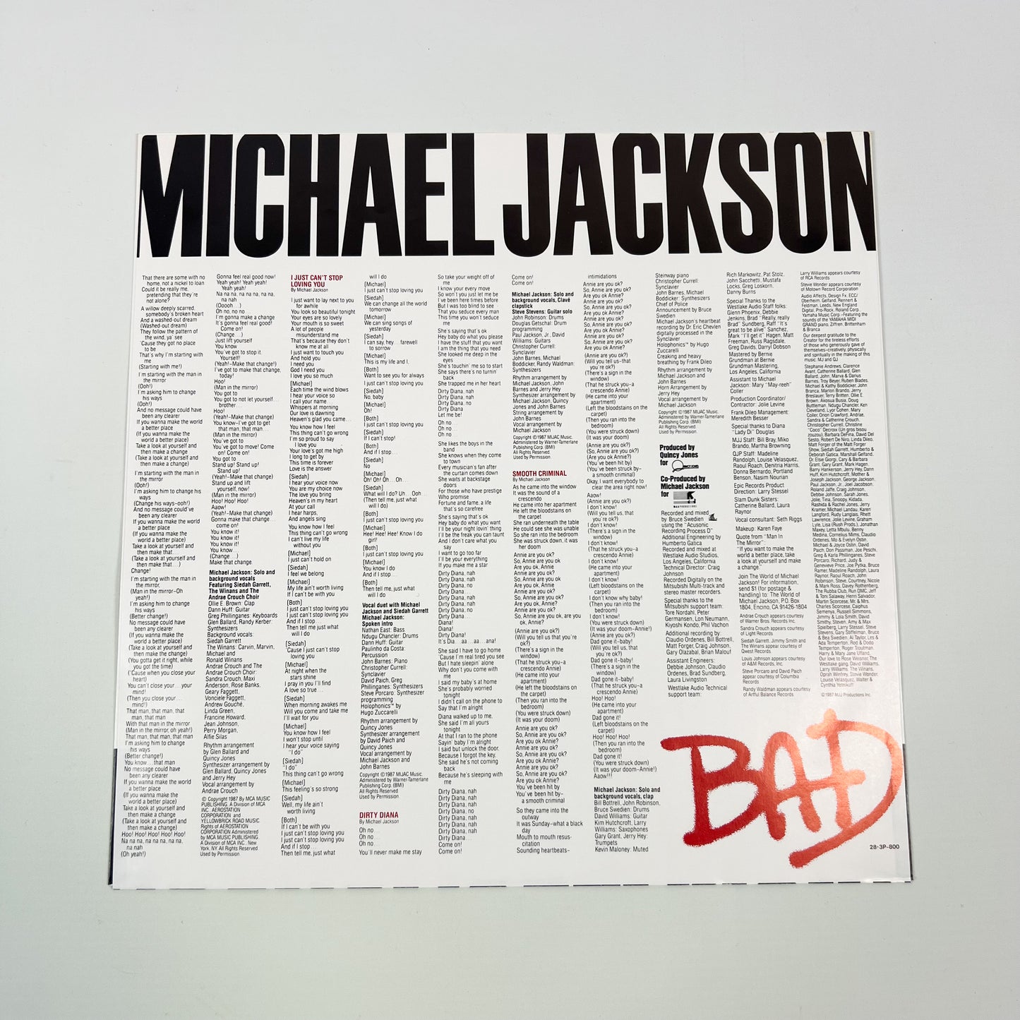 MICHAEL JACKSON – Bad 1ère édition japonaise – Epic 28·3P-800 1987 SOUS BLISTER