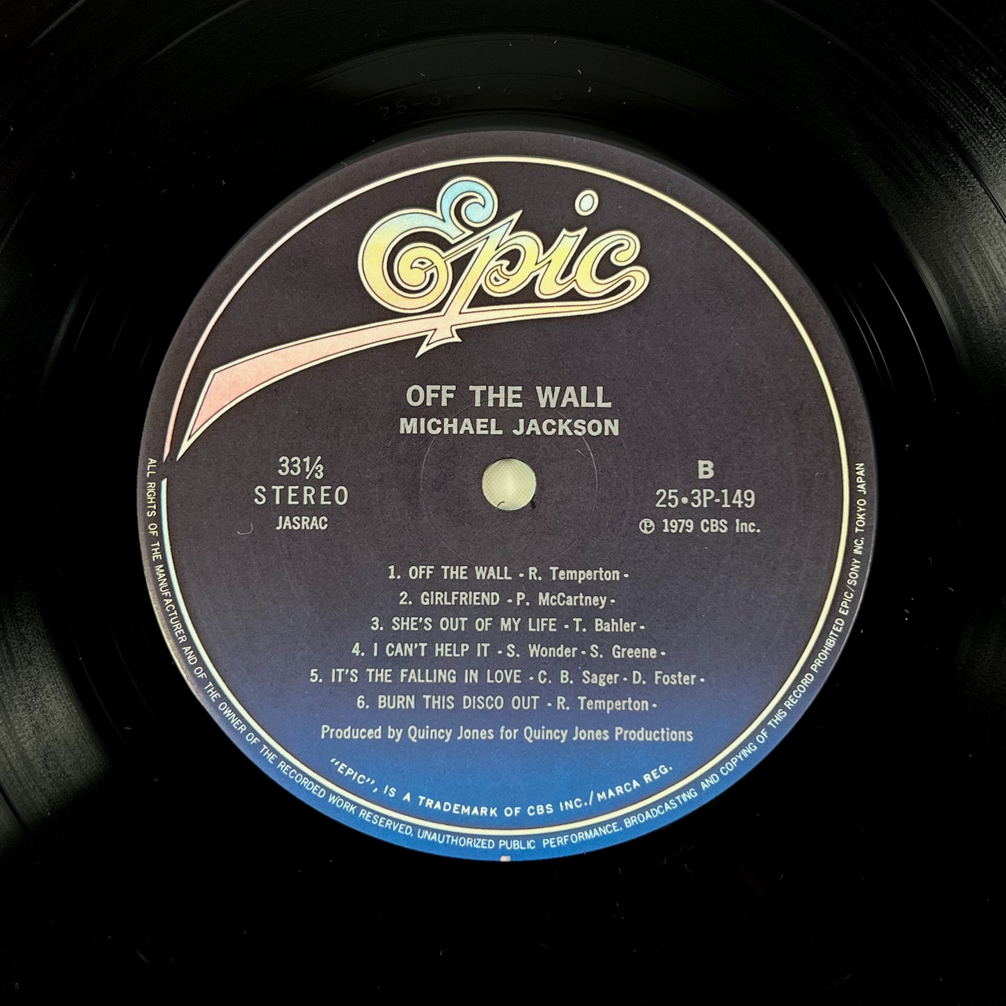 MICHAEL JACKSON – Off the Wall, 1re édition japonaise – Epic/Sony 25·3P-149, 1979