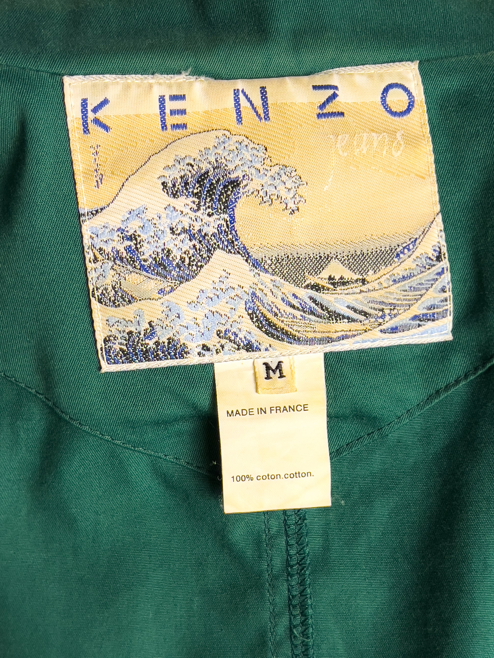 Giacca in Denim Kenzo Kanagawa Wave Verde M Cotone