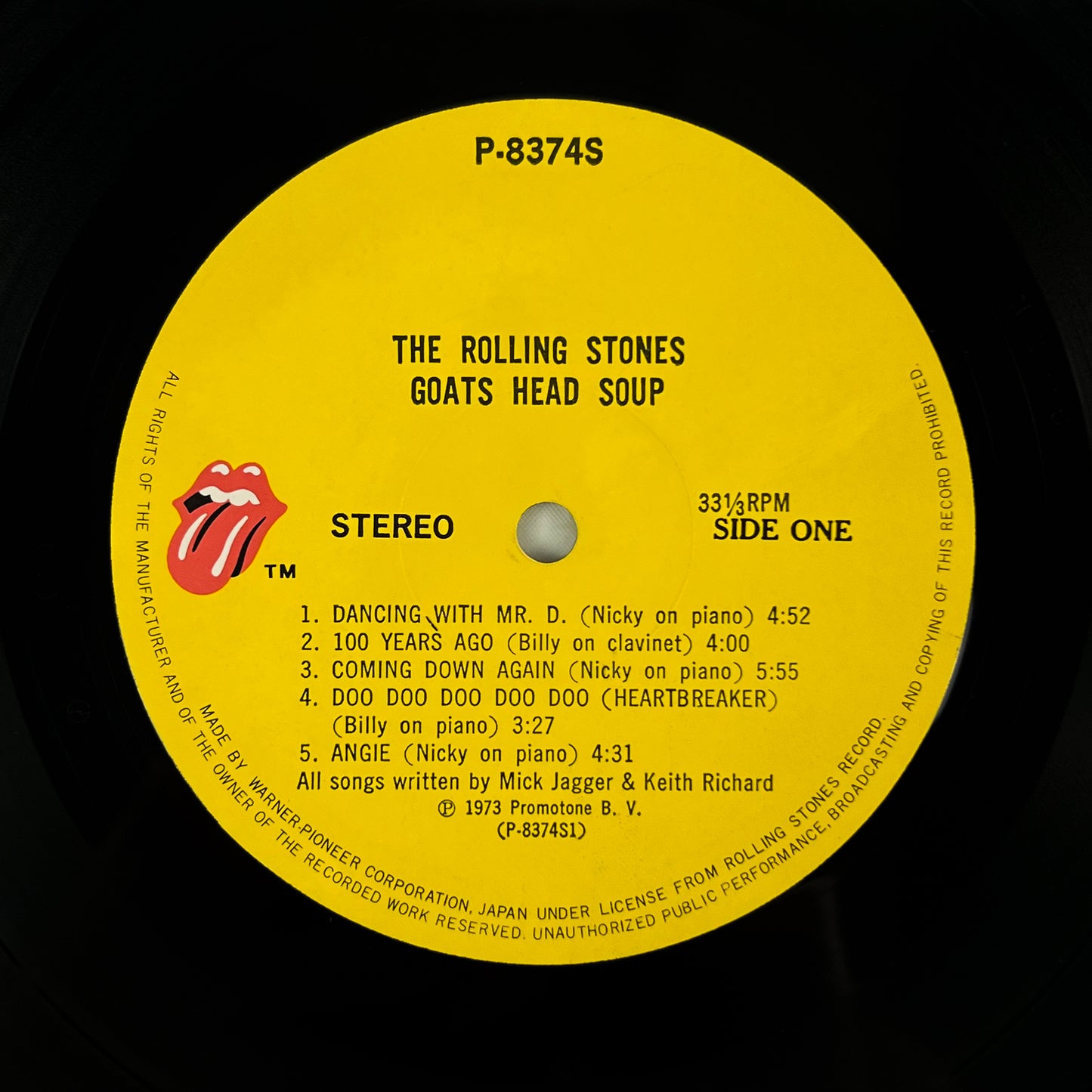 THE ROLLING STONES – Goats Head Soup Prima Stampa Giapponese P-8374S 1973 OBI
