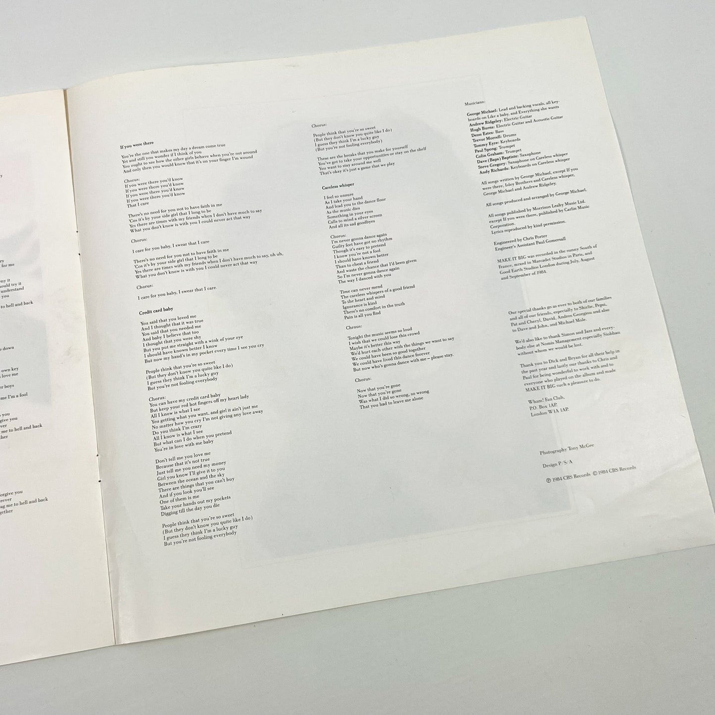 WHAM! – Make It Big – 1ª Edizione Giapponese – Epic/Sony 28·3P-555 1984