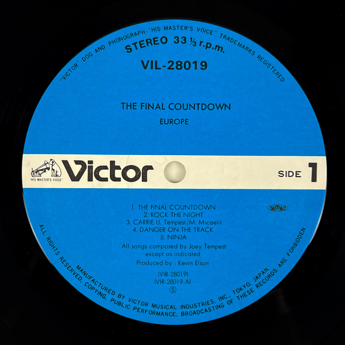 EUROPE – The Final Countdown Première impression japonaise VIL-28019 1986 OBI Translucide