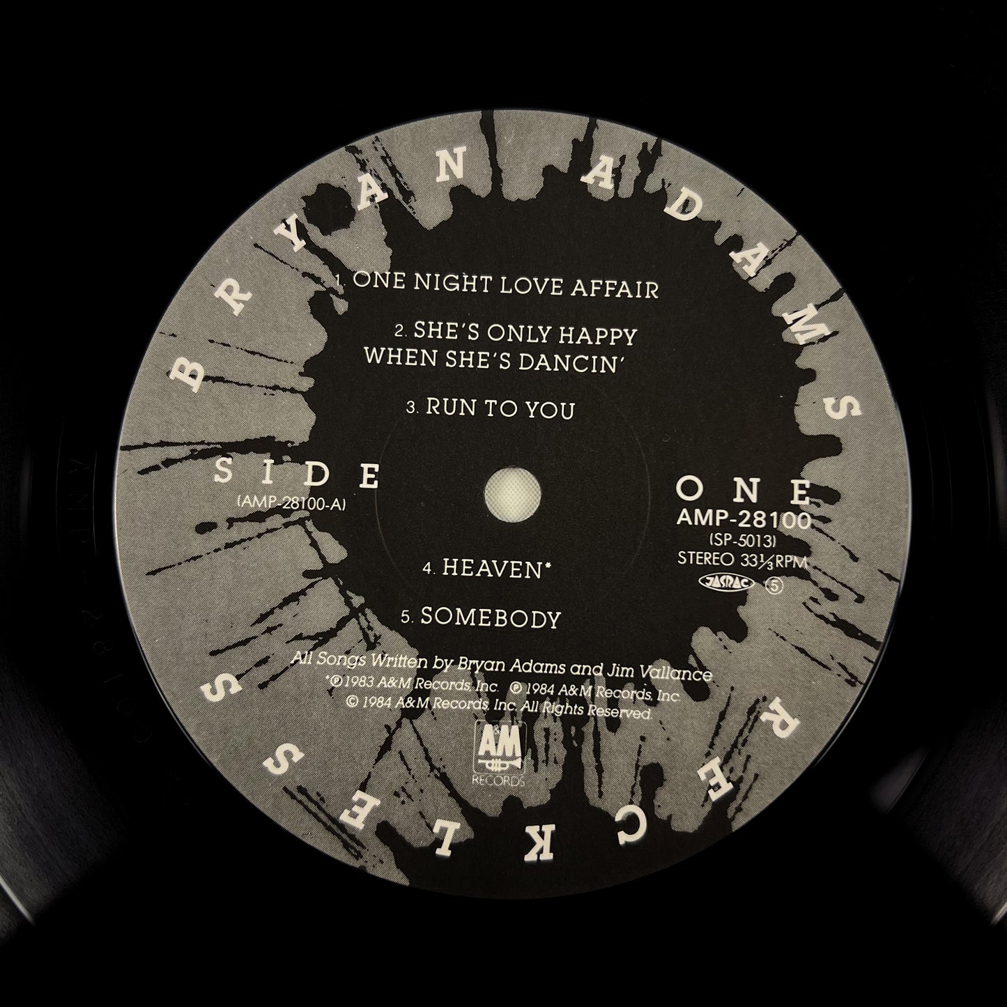 BRYAN ADAMS – Reckless – 1st Japanese Edition – A&amp;M / Alfa Records AMP-28100 1984