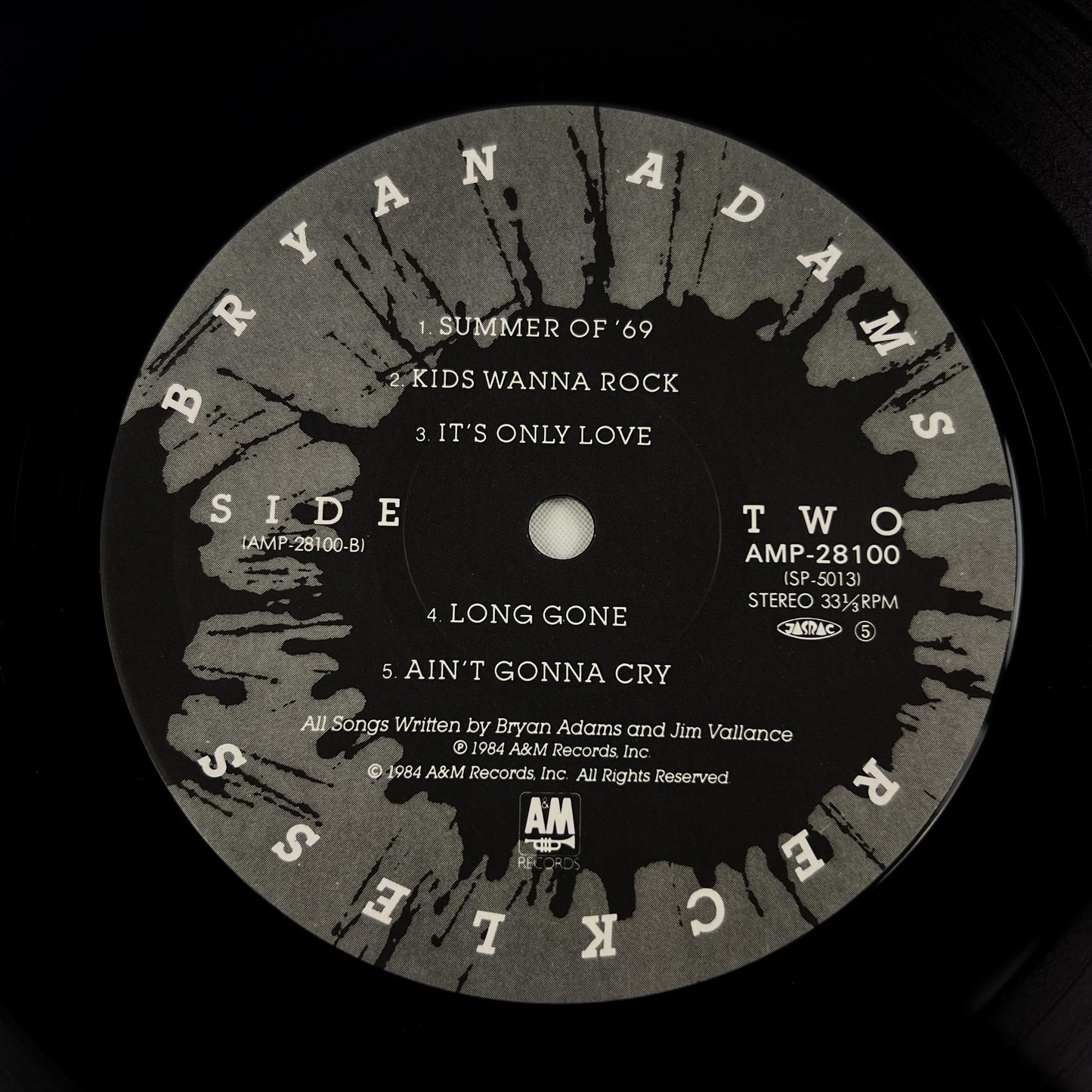 BRYAN ADAMS – Reckless – 1st Japanese Edition – A&amp;M / Alfa Records AMP-28100 1984