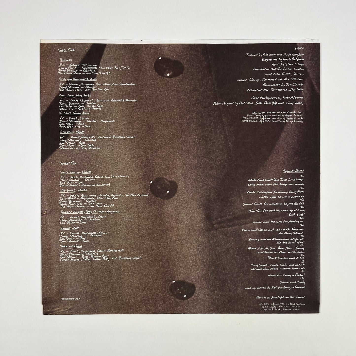 PHIL COLLINS – No Jacket Required Prima Stampa USA 81240-1-E 1985 OIS SHRINK
