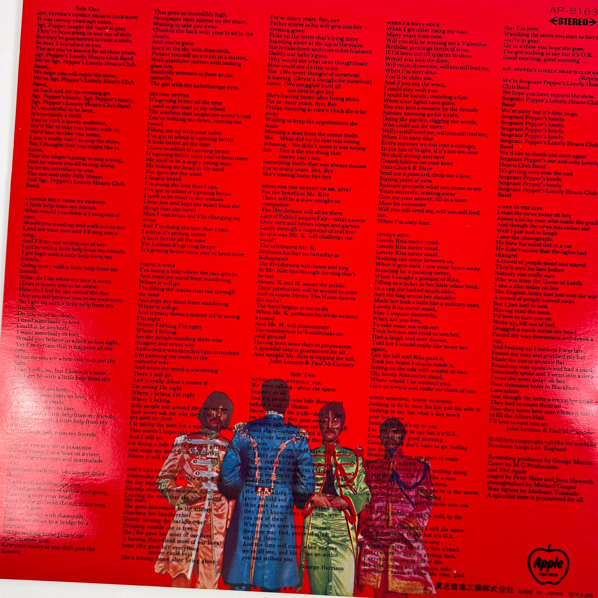 THE BEATLES – Sgt. Pepper’s Lonely Hearts Club Band Japanese Pressing AP-8163 1969 OBI