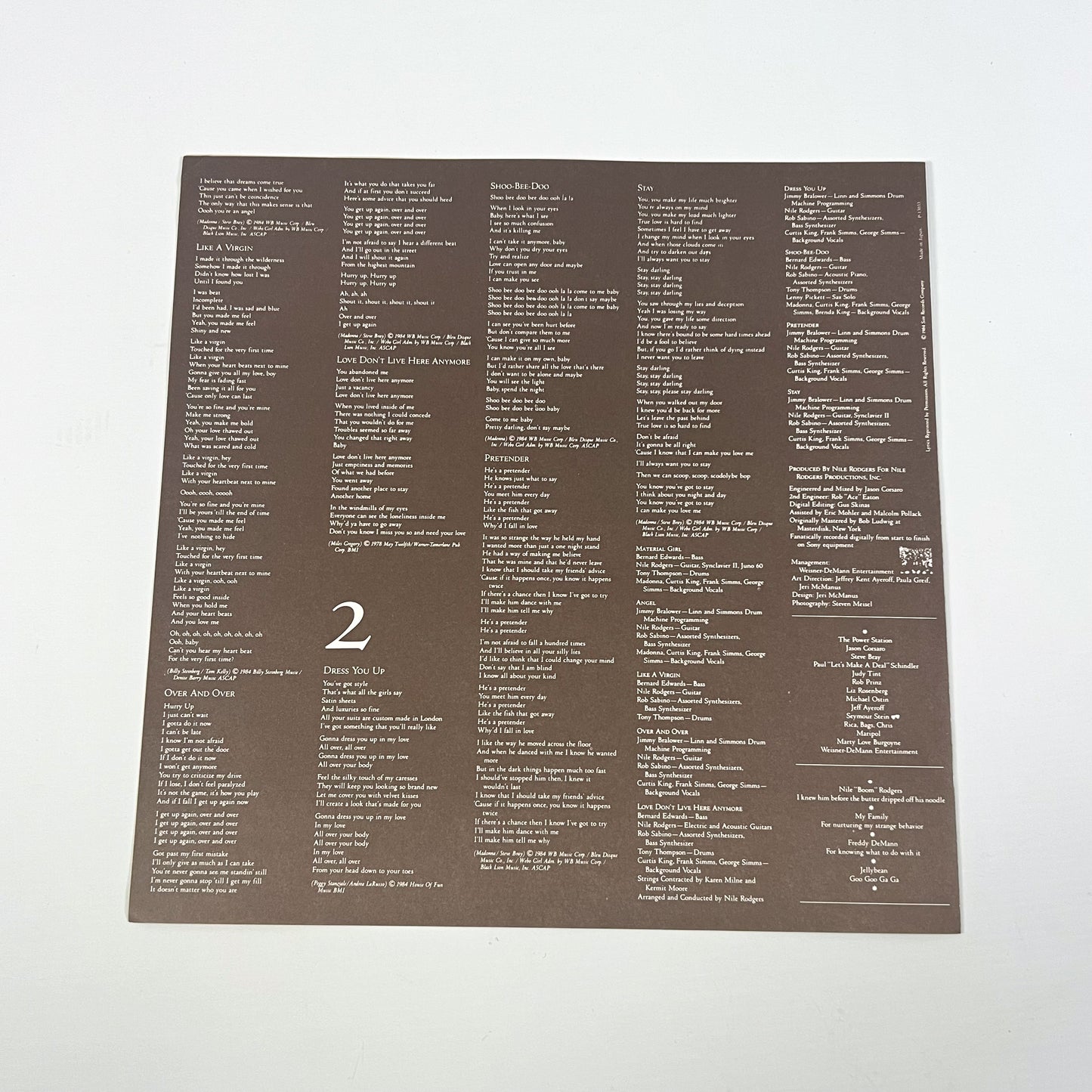 MADONNA – Like a Virgin 1ª Edizione Giapponese – Warner Pioneer P-13033 1984