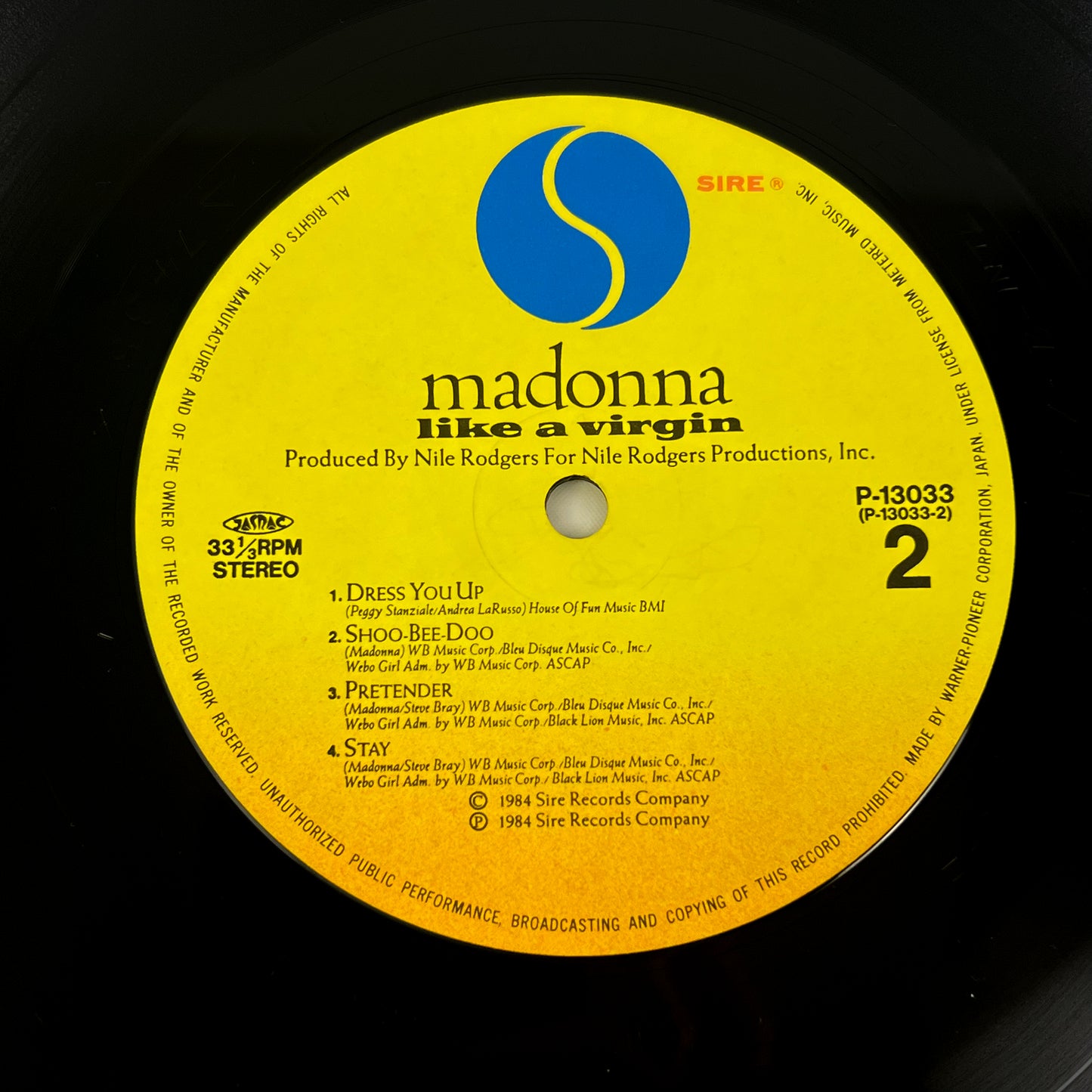 MADONNA – Like a Virgin 1ª Edizione Giapponese – Warner Pioneer P-13033 1984