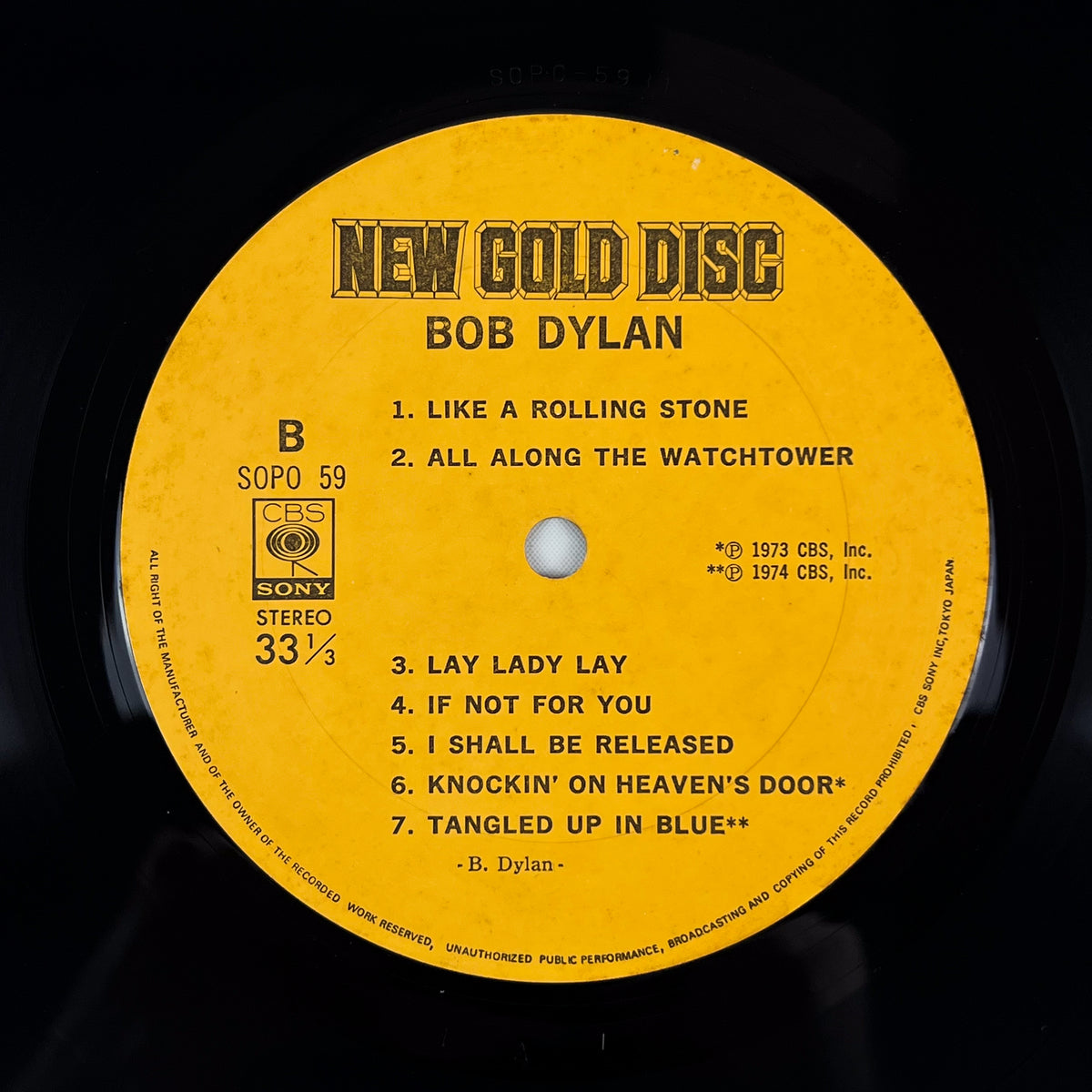BOB DYLAN – New Gold Disc Prima Stampa Giapponese SOPO 59 1975 OBI