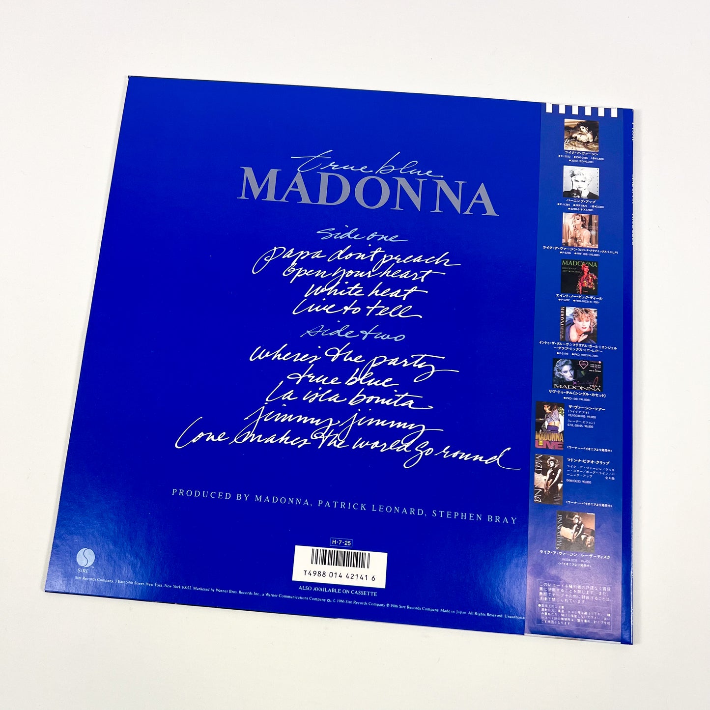 MADONNA – True Blue 1ª Edizione Giapponese - Warner Pioneer P-13310 1986 PROMO