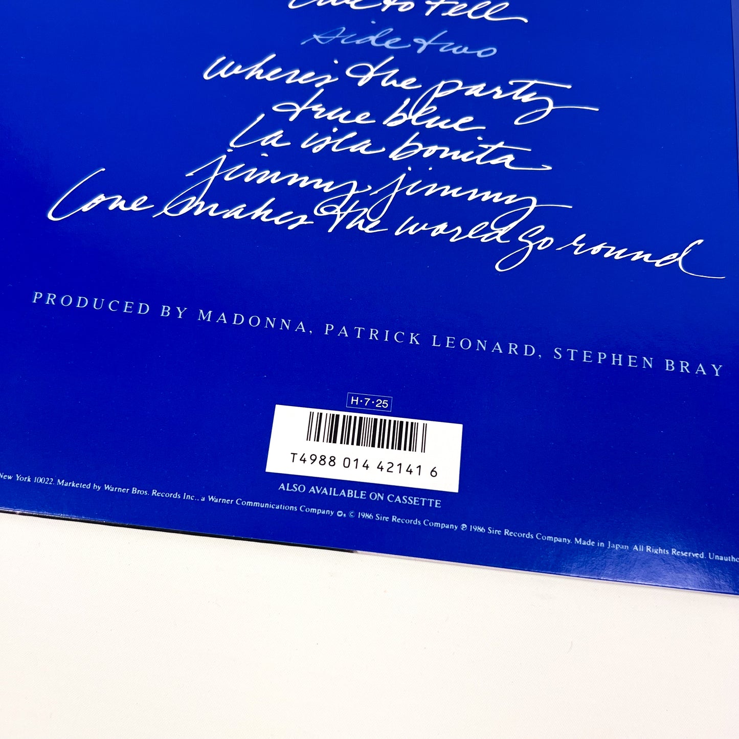 MADONNA – True Blue 1ª Edizione Giapponese - Warner Pioneer P-13310 1986 PROMO