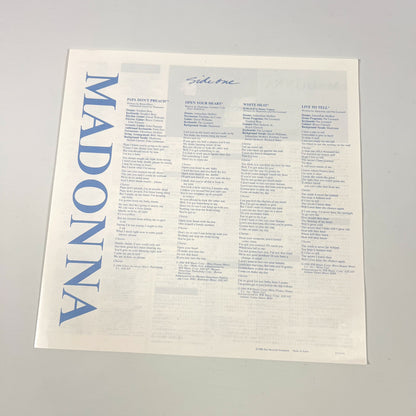 MADONNA – True Blue 1ª Edizione Giapponese - Warner Pioneer P-13310 1986 PROMO