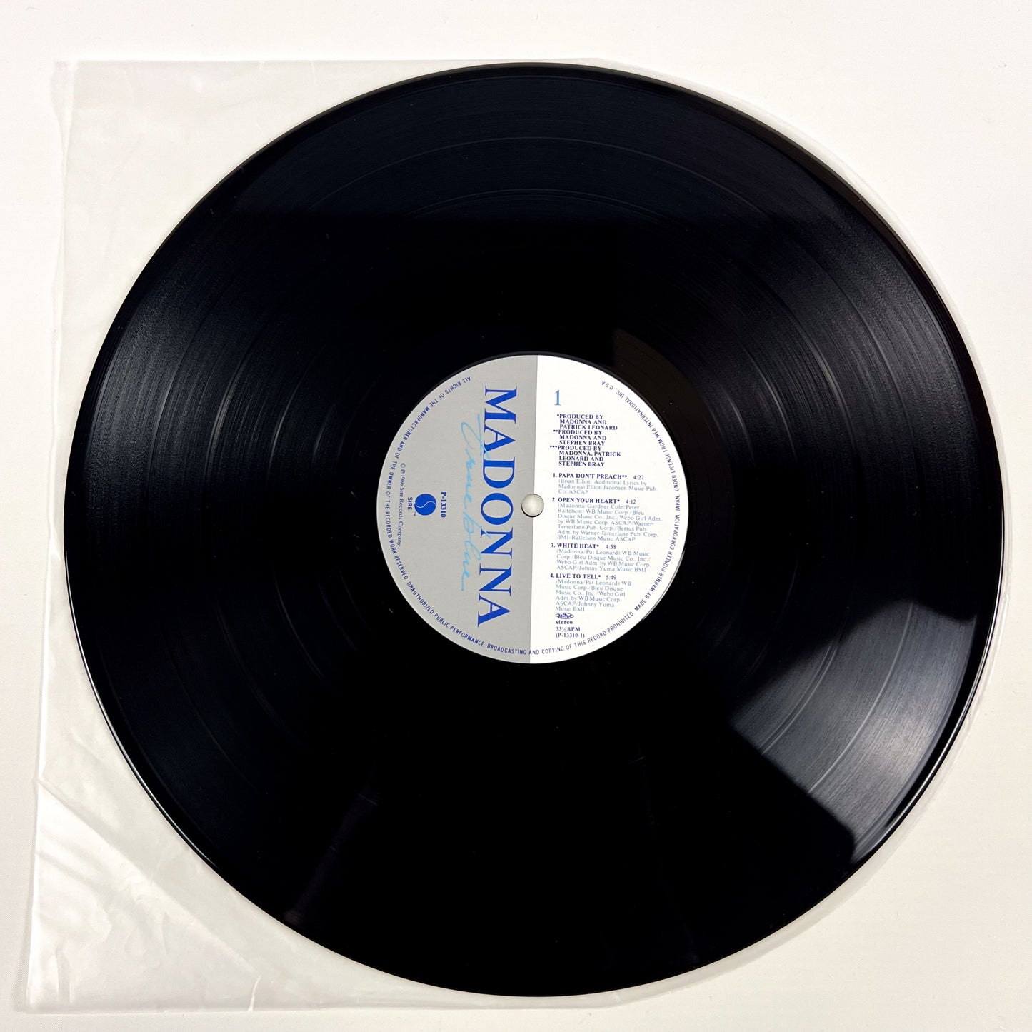 MADONNA – True Blue 1ª Edizione Giapponese - Warner Pioneer P-13310 1986 PROMO