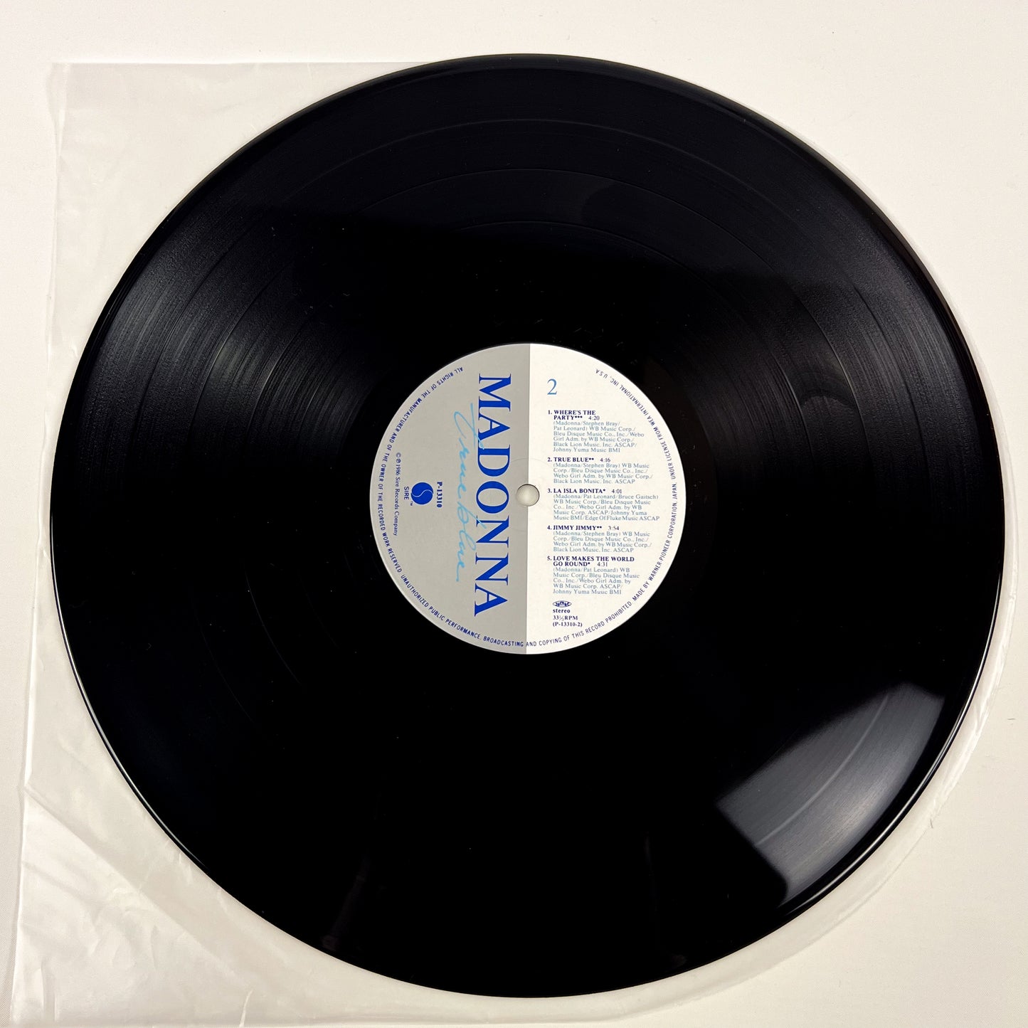 MADONNA – True Blue 1ª Edizione Giapponese - Warner Pioneer P-13310 1986 PROMO