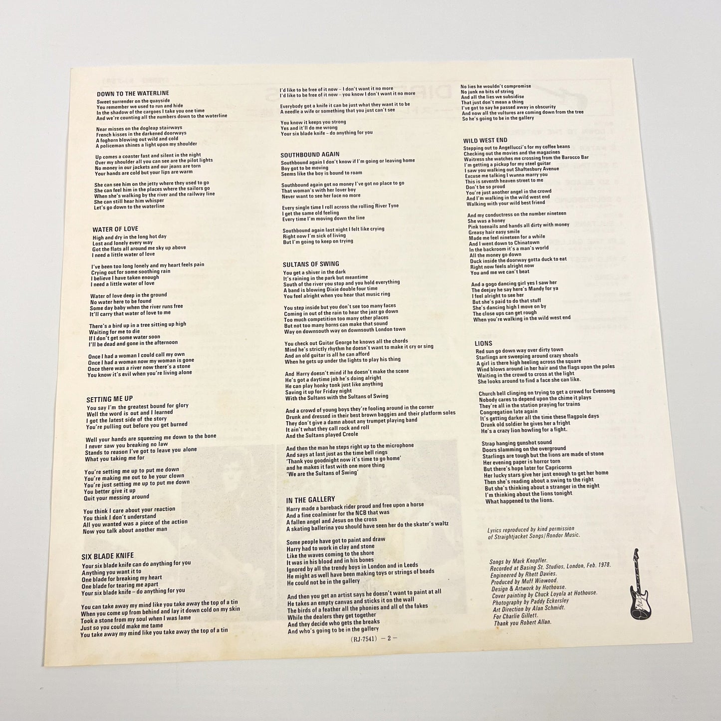 DIRE STRAITS – Dire Straits 1ª Edizione Giapponese – Vertigo RJ-7541 1978 TRANSLUCENT