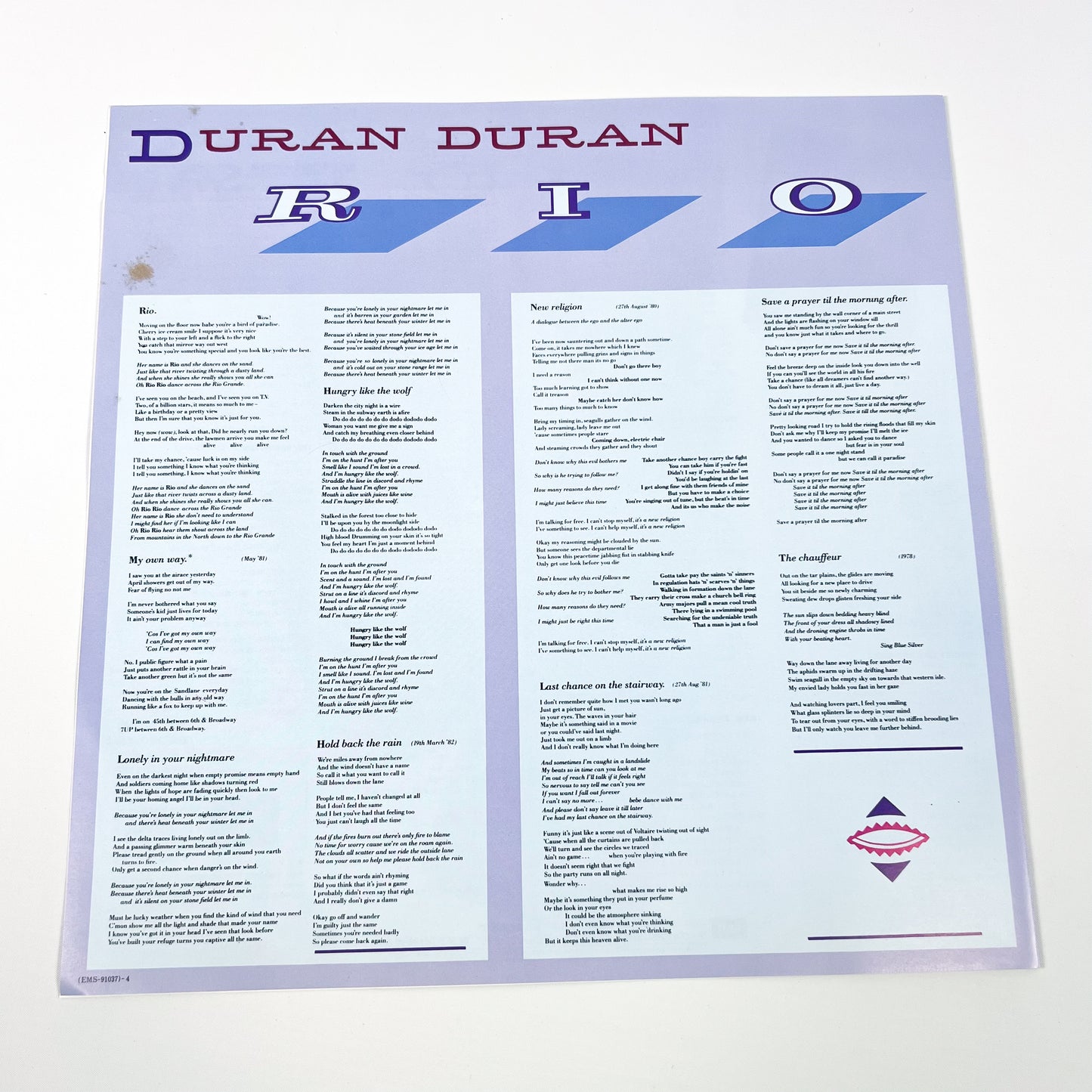DURAN DURAN – Rio 1ère édition japonaise – EMI EMS-91037 1982
