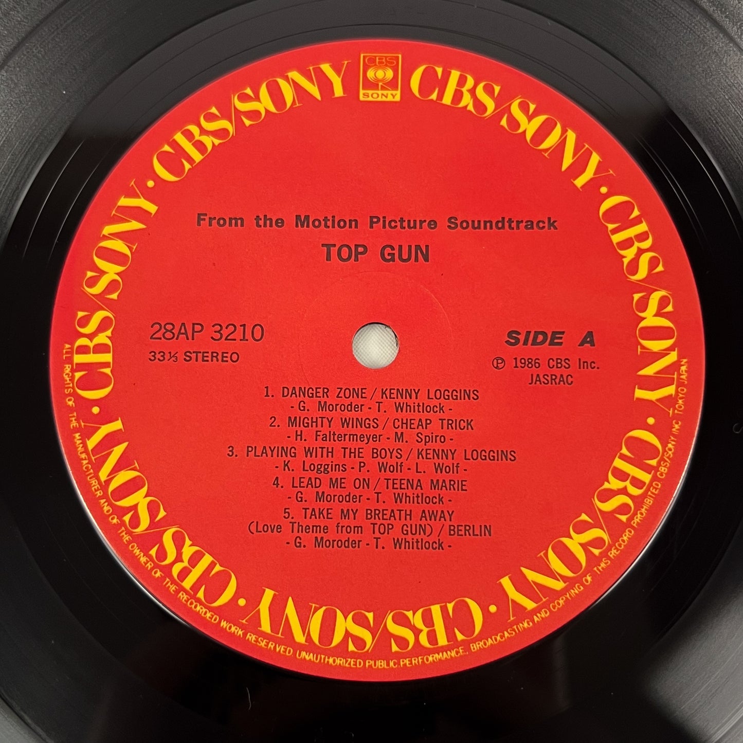 TOP GUN – Original Motion Picture Soundtrack 1ª Stampa Giapponese – CBS/Sony 28AP 3210 – 1986 SHRINK