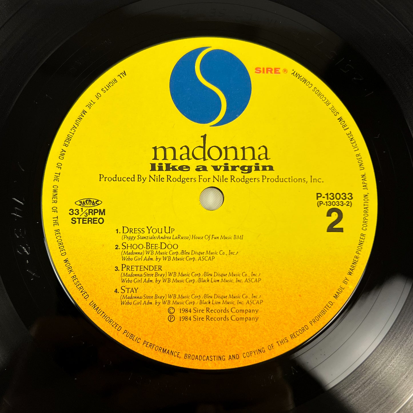 MADONNA – Like a Virgin 1st Japanese Edition – Warner Pioneer P-13033 1984 SHRINK