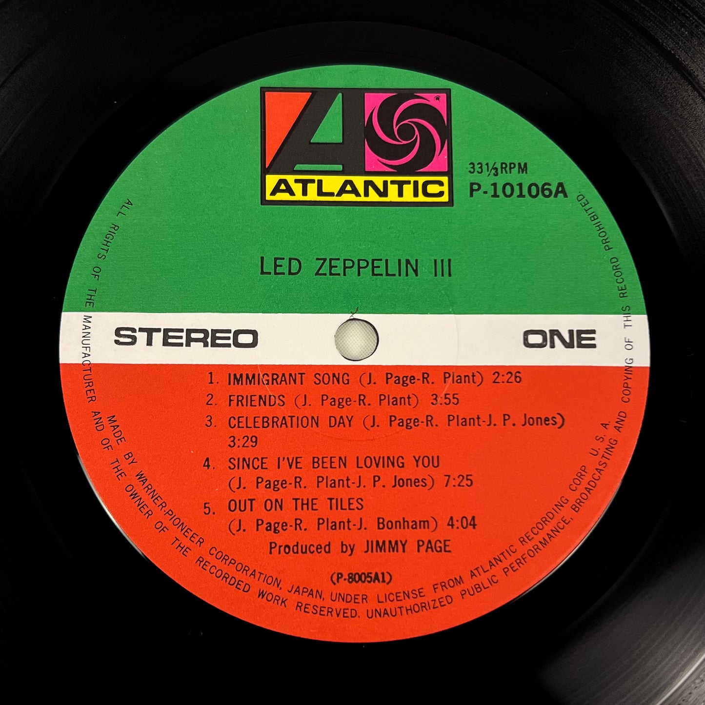 LED ZEPPELIN III - Pressage japonais - Atlantic P-10106A 1976 POSTER