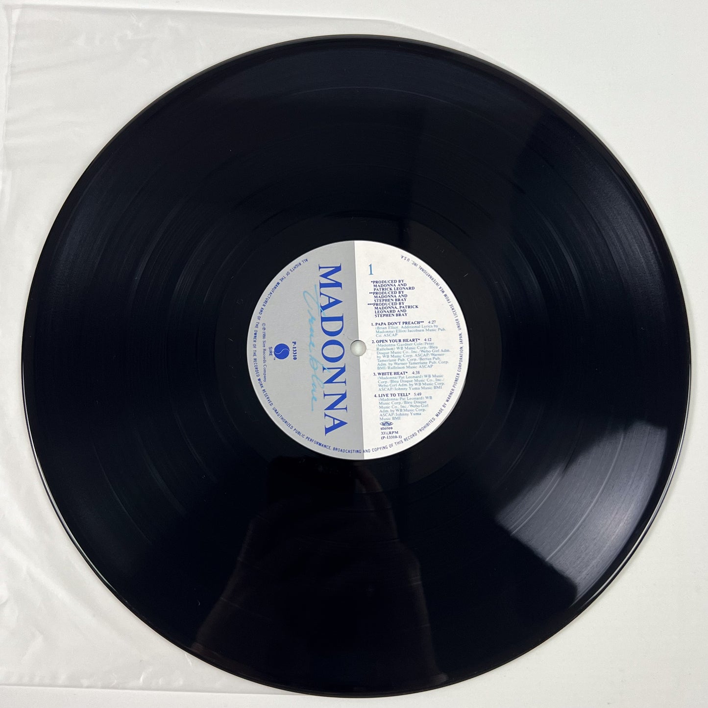 MADONNA – True Blue 1ª Edizione Giapponese - Warner/Pioneer P-13310 1986 - POSTER