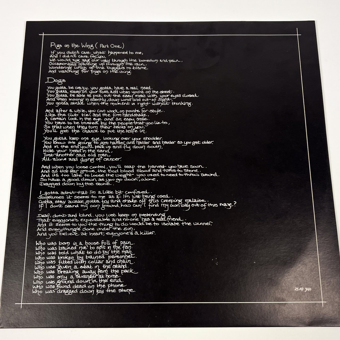 Pink Floyd – Animals 1ª Edizione Giapponese CBS/Sony 25AP 340 1977 STICKER