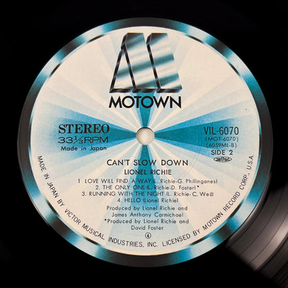 LIONEL RICHIE – Can’t Slow Down 1ª Edizione Giapponese - Motown VIL-6070 1983