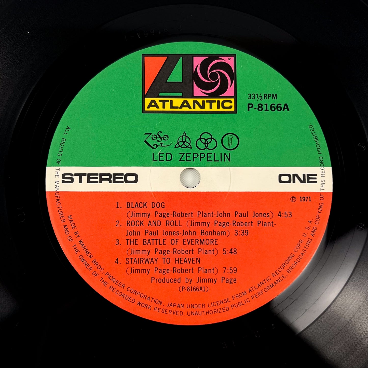 LED ZEPPELIN IV - 1st Japanese Edition – Atlantic P-8166A 1971