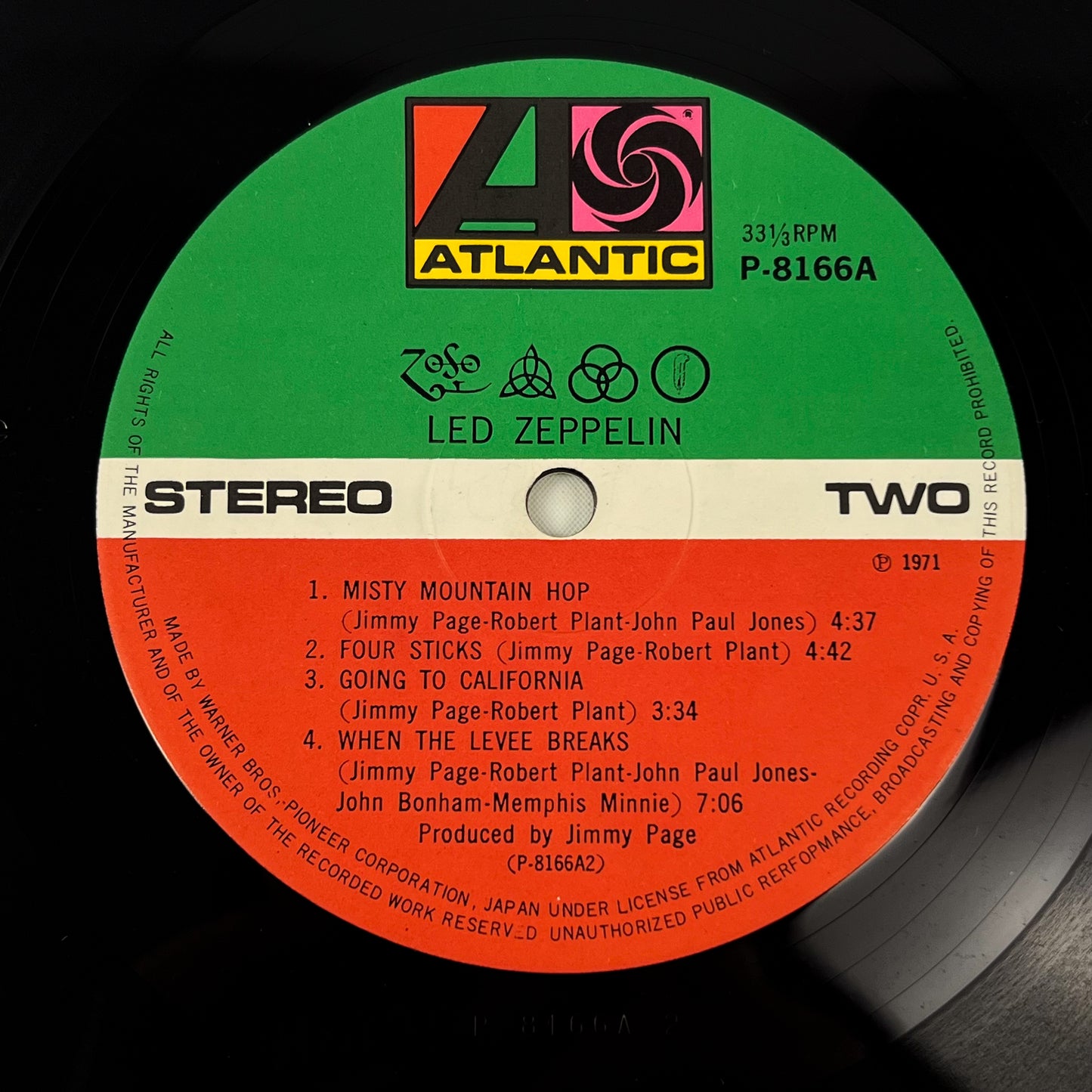 LED ZEPPELIN IV - 1st Japanese Edition – Atlantic P-8166A 1971