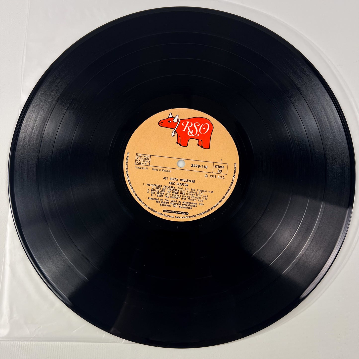 ERIC CLAPTON – 461 Ocean Boulevard 1st UK Pressing – RSO 2479 118 1974
