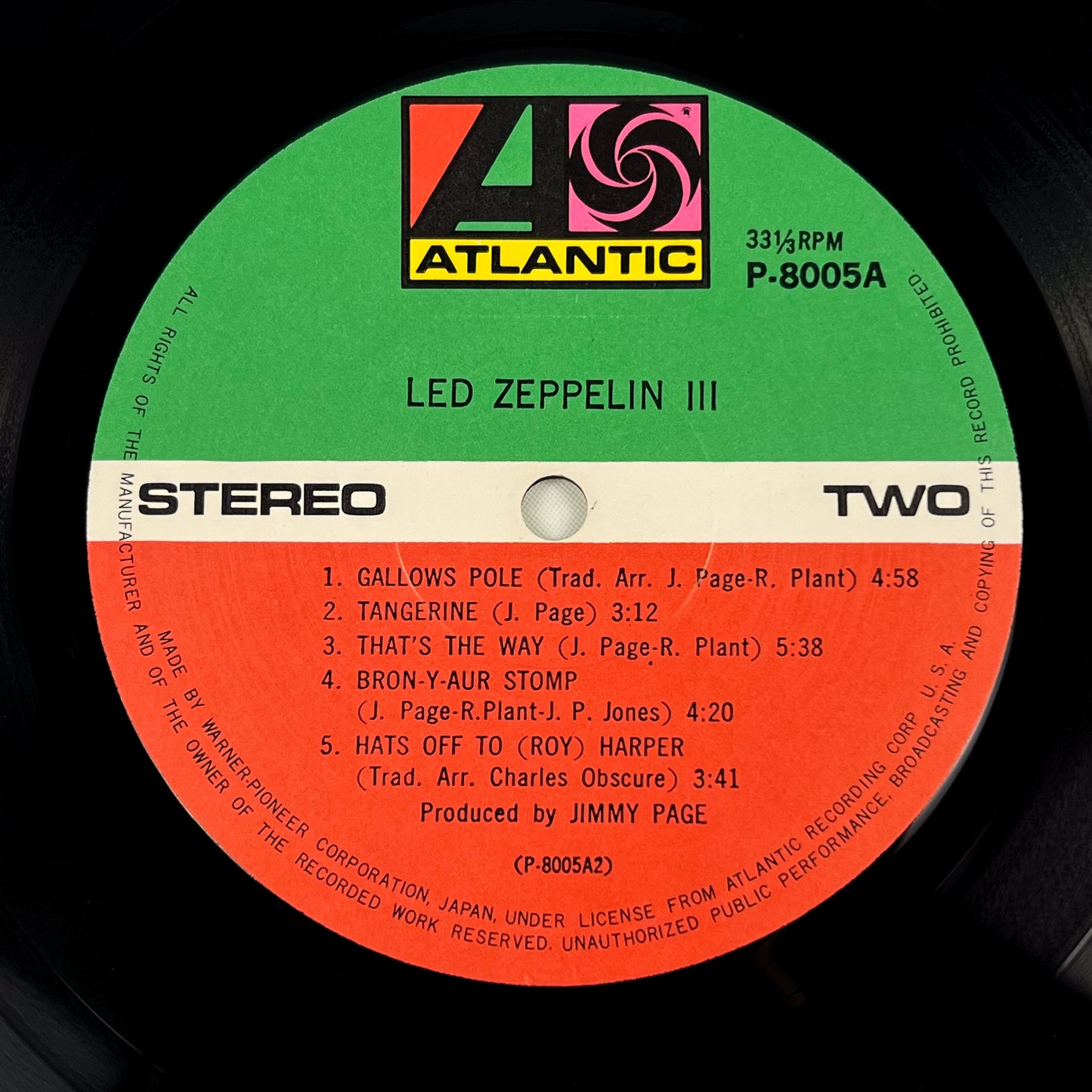 LED ZEPPELIN III - Japanese Pressing - Atlantic P-8005A 1971