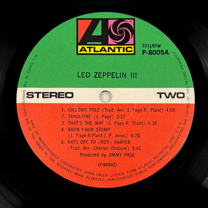 LED ZEPPELIN III - Japanese Pressing - Atlantic P-8005A 1971