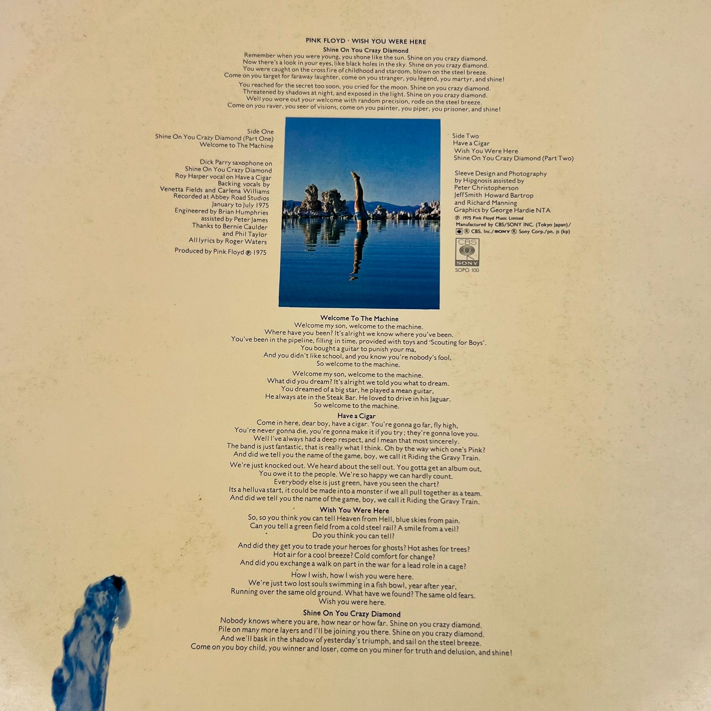 PINK FLOYD – Wish You Were Here 1ª Edizione Giapponese “Cream Cover” – CBS SOPO-100 1975