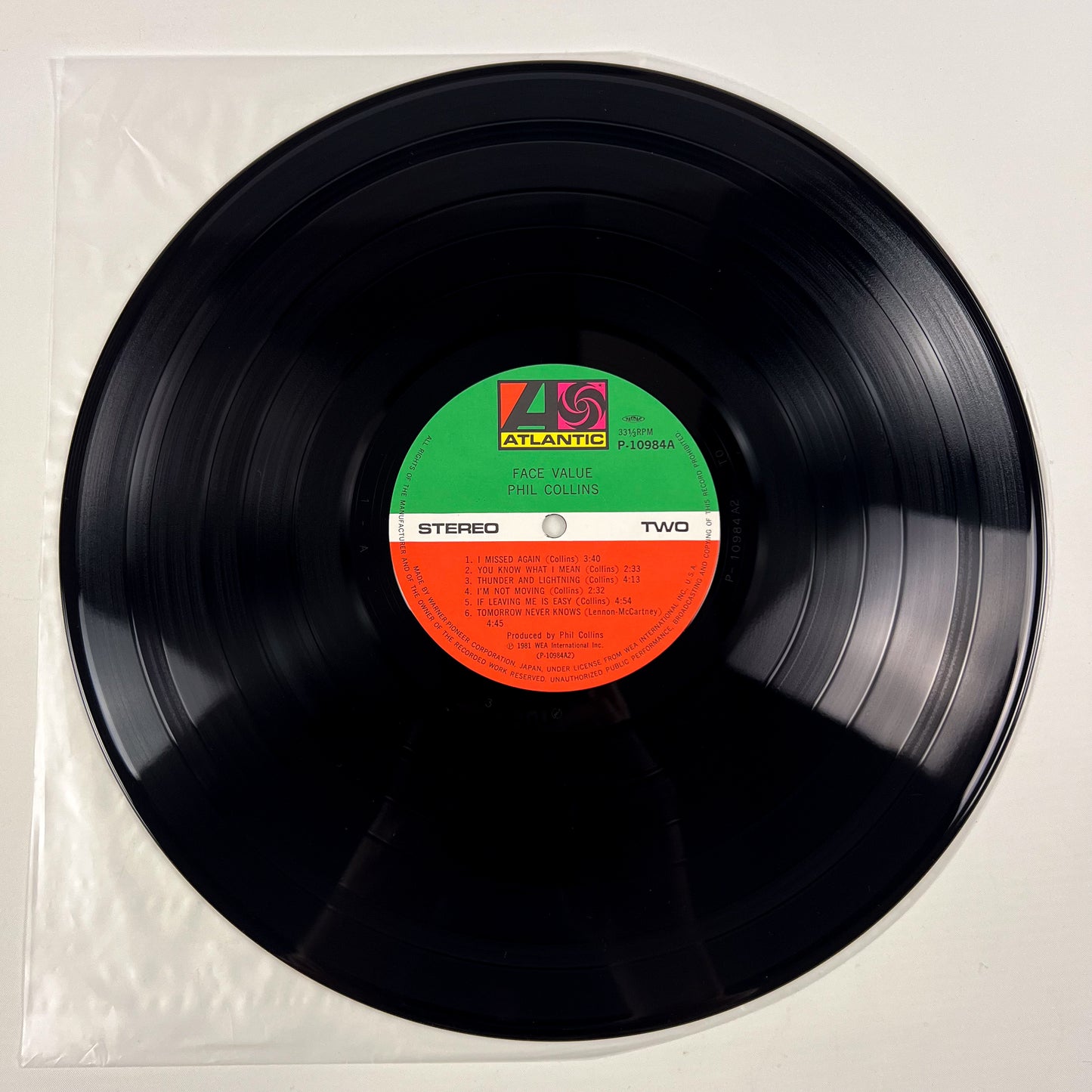 PHIL COLLINS – Face Value 1er pressage japonais - Warner-Pioneer P-10984A 1981