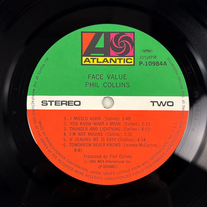 PHIL COLLINS – Face Value 1er pressage japonais - Warner-Pioneer P-10984A 1981
