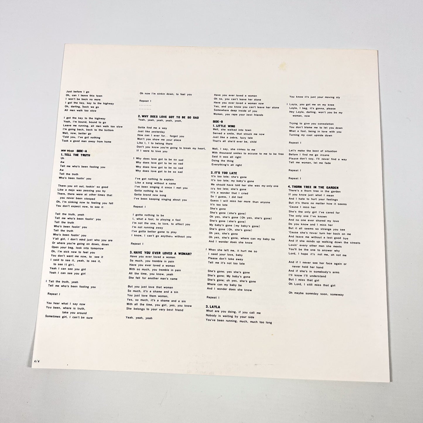 DEREK AND THE DOMINOS – Layla And Other Assorted Love Songs 2LP Japanese pressing - RSO/Polydor MW 9067/8 1975