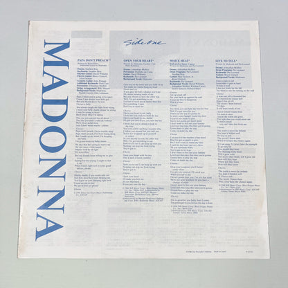 MADONNA – True Blue 1ª Edizione Giapponese - Warner/Pioneer P-13310 1986 - POSTER