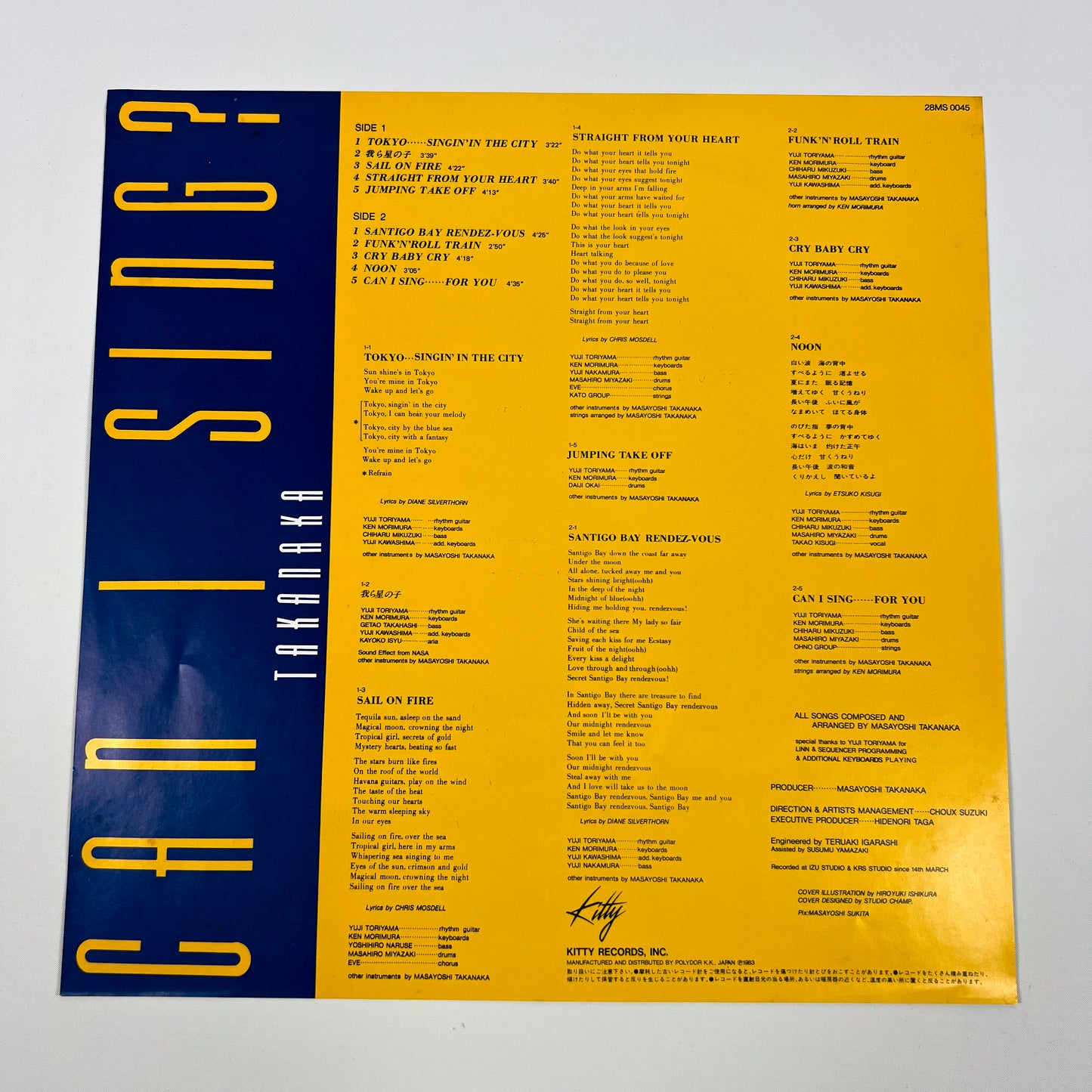 MASAYOSHI TAKANAKA – Can I Sing? 1ère édition japonaise - Kitty 28MS-0045 1983