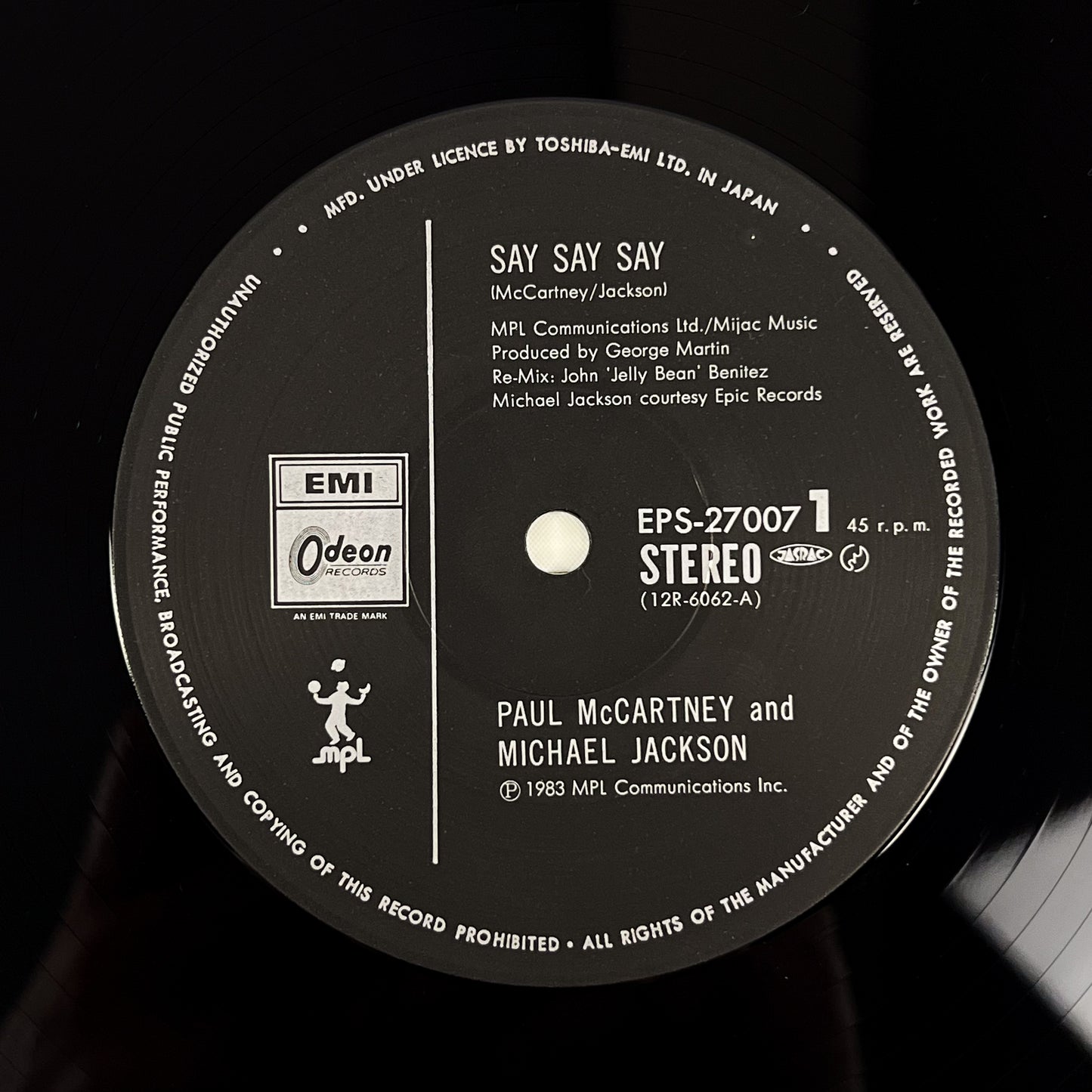 PAUL McCARTNEY & MICHAEL JACKSON – Say Say Say Japan 12” Maxi Single EPS-27007 1983 OBI