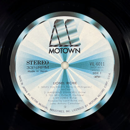 LIONEL RICHIE – Lionel Richie 1ª Edizione Giapponese - Motown VIL-6011 1982
